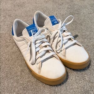 Adidas White Sneakers with Blue Highlights